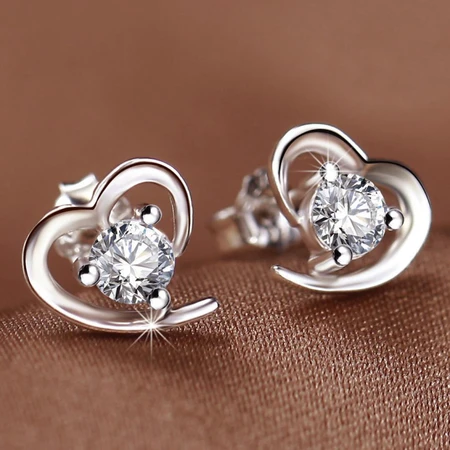 Oloxi 925 silver ear needle women's heart earrings love fashion silver jewelry women's earrings white heart earrings Oloxi 925 silver ear needle women's heart earrings love fashion silver jewelry women's earrings white heart earrings
