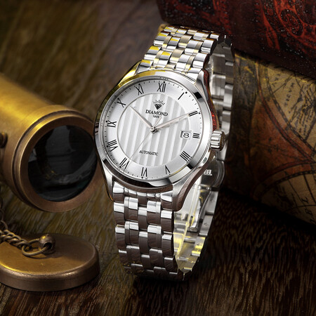 Diamond Brand Watch Men's Automatic Mechanical Watch Men's Formal Wear Simple Fashion Business Sports Leisure Stainless Steel Band Mechanical Watch Butterfly Buckle Watch Single Calendar Waterproof Men's Watch Genuine National Watch White Surface White Steel Band Diamond Brand Watch Men's Automatic Mechanical Watch Men's Formal Wear Simple Fashion Business Sports Leisure Stainless Steel Band Mechanical Watch Butterfly Buckle Watch Single Calendar Waterproof Men's Watch Genuine National Watch White Surface White Steel Band