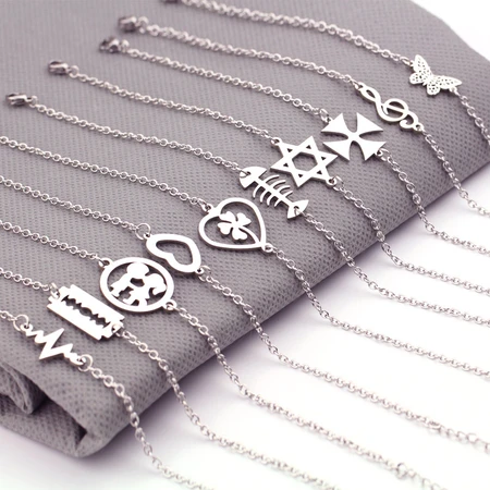 Jinggege love-shaped cross stainless steel girls girlfriends student small bracelet anklet dual-use 284 fish bone Jinggege love-shaped cross stainless steel girls girlfriends student small bracelet anklet dual-use 284 fish bone