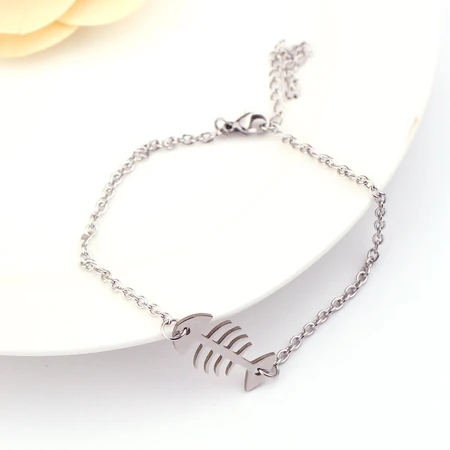 Jinggege love-shaped cross stainless steel girls girlfriends student small bracelet anklet dual-use 284 fish bone Jinggege love-shaped cross stainless steel girls girlfriends student small bracelet anklet dual-use 284 fish bone