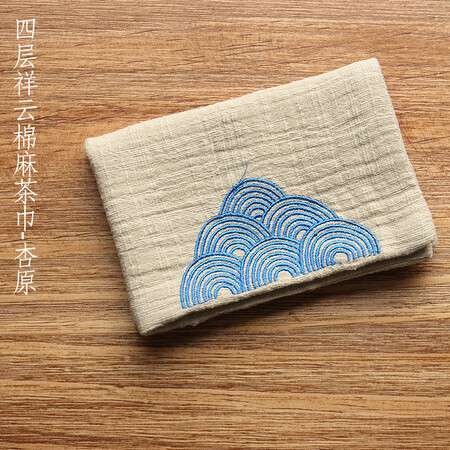 Rong Shantang Hexing Cotton and linen tea towel absorbent and thickened, embroidered tea cloth Jiefang dry tea table table runner, tea set accessories, four-layer auspicious clouds cotton, linen tea towel-Xingyuan Rong Shantang Hexing Cotton and linen tea towel absorbent and thickened, embroidered tea cloth Jiefang dry tea table table runner, tea set accessories, four-layer auspicious clouds cotton, linen tea towel-Xingyuan