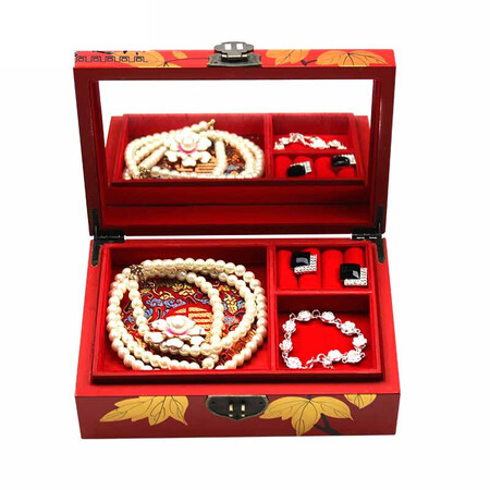 Nine-color jiucai jewelry box Pingyao push light lacquerware Hand-made collections for women’s day gifts Push light lacquer jewelry box Shanxi specialty red gold peony Nine-color jiucai jewelry box Pingyao push light lacquerware Hand-made collections for women’s day gifts Push light lacquer jewelry box Shanxi specialty red gold peony