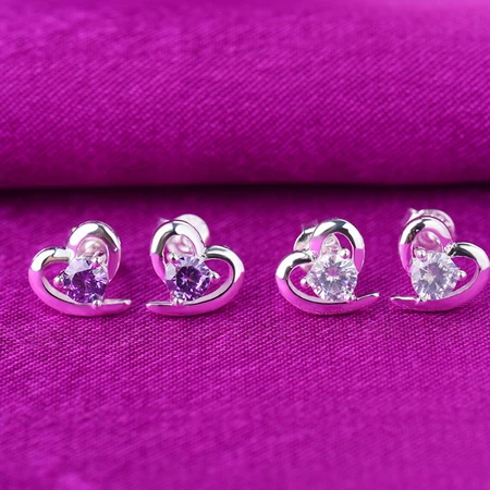 Oloxi 925 silver ear needle women's heart earrings love fashion silver jewelry women's earrings white heart earrings Oloxi 925 silver ear needle women's heart earrings love fashion silver jewelry women's earrings white heart earrings