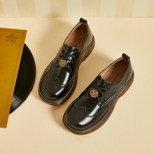 Tianmeiyi Shoes Women's Shoes Shopping Mall Same Style Lace-up Casual College British Retro Women's Shoes CRP22CM3 Black 39 Tianmeiyi Shoes Women's Shoes Shopping Mall Same Style Lace-up Casual College British Retro Women's Shoes CRP22CM3 Black 39
