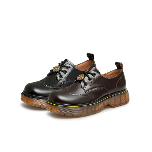Tianmeiyi Shoes Women's Shoes Shopping Mall Same Style Lace-up Casual College British Retro Women's Shoes CRP22CM3 Black 39 Tianmeiyi Shoes Women's Shoes Shopping Mall Same Style Lace-up Casual College British Retro Women's Shoes CRP22CM3 Black 39