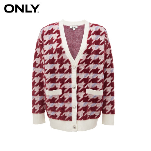 ONLY temperament versatile houndstooth loose V-neck cardigan sweater for women 12343B004 H71 red houndstooth XS 155/76A ONLY temperament versatile houndstooth loose V-neck cardigan sweater for women 12343B004 H71 red houndstooth XS 155/76A