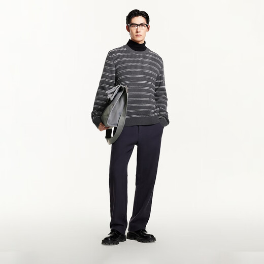 杰克·琼斯(JACK&JONES)男装秋冬男士毛衣肌理感条纹织花基础套头长袖针织衫宽松打底衫男 锻钢灰E39 锻钢灰E39 M 175 杰克·琼斯(JACK&JONES)男装秋冬男士毛衣肌理感条纹织花基础套头长袖针织衫宽松打底衫男 锻钢灰E39 锻钢灰E39 M 175