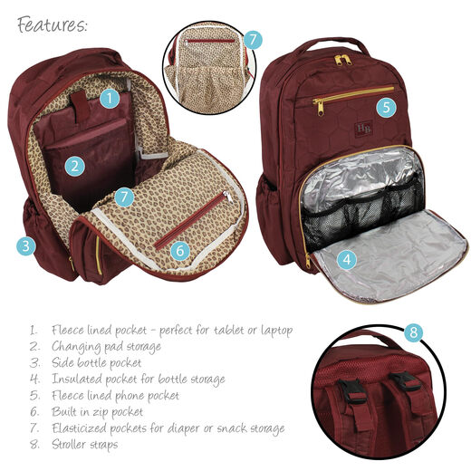 Hudson Baby Baby Premium Wickelbeutel Rucksack Wein Rot Hudson Baby Baby Premium Wickelbeutel Rucksack Wein Rot