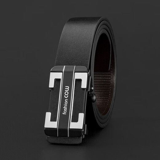 French COW belt for men's toothless automatic buckle cowhide belt for middle-aged and young people simple gift box fashionable versatile trousers belt C-838 silver French COW belt for men's toothless automatic buckle cowhide belt for middle-aged and young people simple gift box fashionable versatile trousers belt C-838 silver