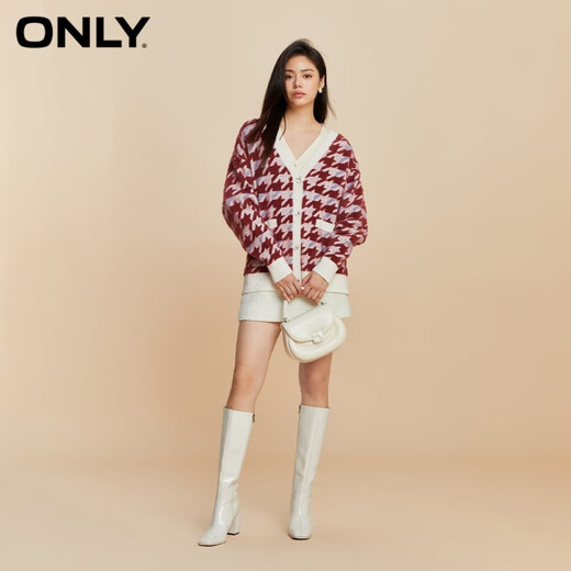 ONLY temperament versatile houndstooth loose V-neck cardigan sweater for women 12343B004 H71 red houndstooth XS 155/76A ONLY temperament versatile houndstooth loose V-neck cardigan sweater for women 12343B004 H71 red houndstooth XS 155/76A