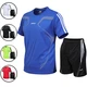 Sports suit men's new fashion all-match casual suit men's fitness quick-drying underwear male students basketball uniform thin section breathable running sportswear outdoor two-piece suit sportswear large size men's clothing blue 2XL Sports suit men's new fashion all-match casual suit men's fitness quick-drying underwear male students basketball uniform thin section breathable running sportswear outdoor two-piece suit sportswear large size men's clothing blue 2XL