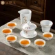 Gold inlaid jade tea set cover bowl tea cup white porcelain tea set household simple set festival cover bowl set Gold inlaid jade tea set cover bowl tea cup white porcelain tea set household simple set festival cover bowl set