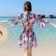 Yifu women's three-piece bikini swimsuit Korean hot spring split flat angle conservative belly cover sexy thin swimwear pink M Yifu women's three-piece bikini swimsuit Korean hot spring split flat angle conservative belly cover sexy thin swimwear pink M