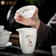 Gold inlaid jade tea set cover bowl tea cup white porcelain tea set household simple set festival cover bowl set Gold inlaid jade tea set cover bowl tea cup white porcelain tea set household simple set festival cover bowl set