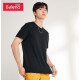 Baleno Baleno short-sleeved t-shirt men's cotton fashion solid color round neck loose top simple basic style youth fashion comfortable compassionate casual bottoming shirt round neck-00A pure black M Baleno Baleno short-sleeved t-shirt men's cotton fashion solid color round neck loose top simple basic style youth fashion comfortable compassionate casual bottoming shirt round neck-00A pure black M