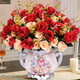 In season, artificial flower decoration, living room, bedroom, fake flower decoration, ceramic vase, floral set, hotel table, plastic flower cloth, silk flower, dried flower bouquet, TV cabinet, tea rose combination evening + B vase, fake flower set In season, artificial flower decoration, living room, bedroom, fake flower decoration, ceramic vase, floral set, hotel table, plastic flower cloth, silk flower, dried flower bouquet, TV cabinet, tea rose combination evening + B vase, fake flower set