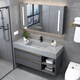 Yanfeng light luxury bathroom cabinet mirror cabinet combination simple modern rock board integrated wash basin bathroom vanity bathroom cabinet set 1.0m rock board ceramic basin + smart square mirror + installation Yanfeng light luxury bathroom cabinet mirror cabinet combination simple modern rock board integrated wash basin bathroom vanity bathroom cabinet set 1.0m rock board ceramic basin + smart square mirror + installation