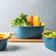 Porcelain soul Nordic fruit plate/fruit basket double drain basket fruit basket vegetable sink kitchen water filter basket large capacity vegetable sink household fruit plate basin for vegetable washing small blue Porcelain soul Nordic fruit plate/fruit basket double drain basket fruit basket vegetable sink kitchen water filter basket large capacity vegetable sink household fruit plate basin for vegetable washing small blue