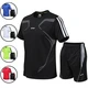 Sports suit men's new fashion all-match casual suit men's fitness quick-drying underwear male students basketball uniform thin section breathable running sportswear outdoor two-piece suit sportswear large size men's clothing blue 2XL Sports suit men's new fashion all-match casual suit men's fitness quick-drying underwear male students basketball uniform thin section breathable running sportswear outdoor two-piece suit sportswear large size men's clothing blue 2XL