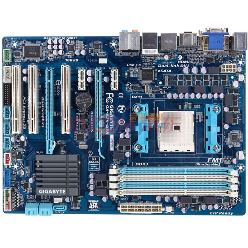 技嘉（GIGABYTE）GA-A75-D3H 主板(AMD A75/Socket FM1)