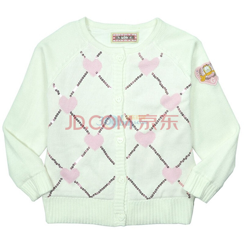 【加菲猫女童套头线衫GJMD105402米白120】加菲猫女童套头线衫GJMD105402米白120图片