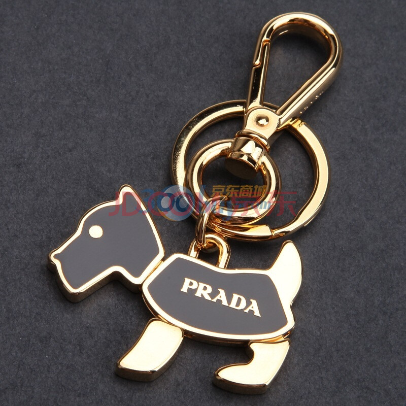 prada 普拉达 金色小狗挂饰钥匙扣 黑 1ap402