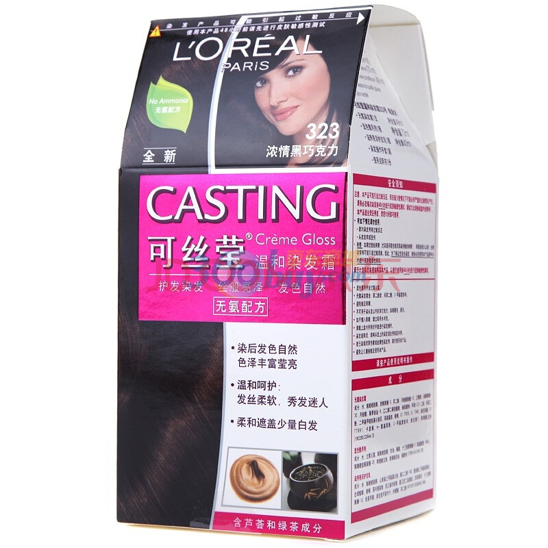 【欧莱雅染发霜】LOREAL PARIS巴黎欧莱雅可丝莹温和染发霜323号(浓情黑巧克力)(专业洗护)图片