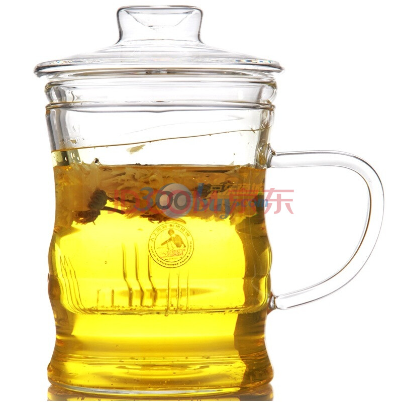 【明尚德玻璃三件套玻璃胆泡茶杯】明尚德颐神耐热玻璃三件套玻璃胆泡茶杯TB125 350ML图片