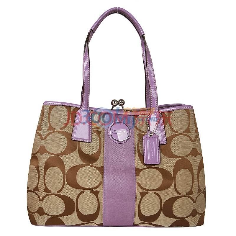 【蔻驰单肩女包】COACH 蔻驰 女款紫色条双