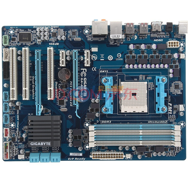 技嘉（GIGABYTE）GA-A55-DS3P rev.1.0主板(AMD A55/Socket FM1)