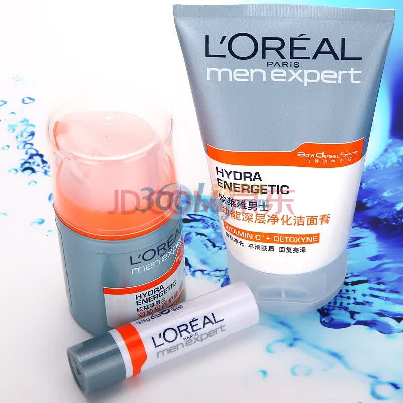 LOREAL 巴黎欧莱雅男士劲能极润护肤霜+深层净化洁面膏100ml+劲能极润护唇膏3.5g 套装