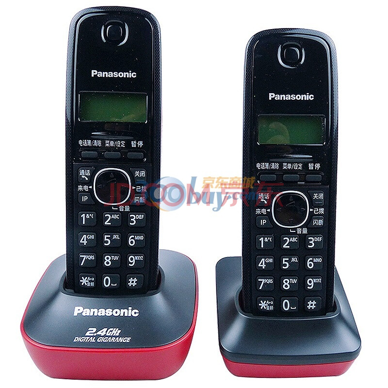 松下(Panasonic) KX-TG12CN-2 2.4G 数字无绳电话机（靓丽红）