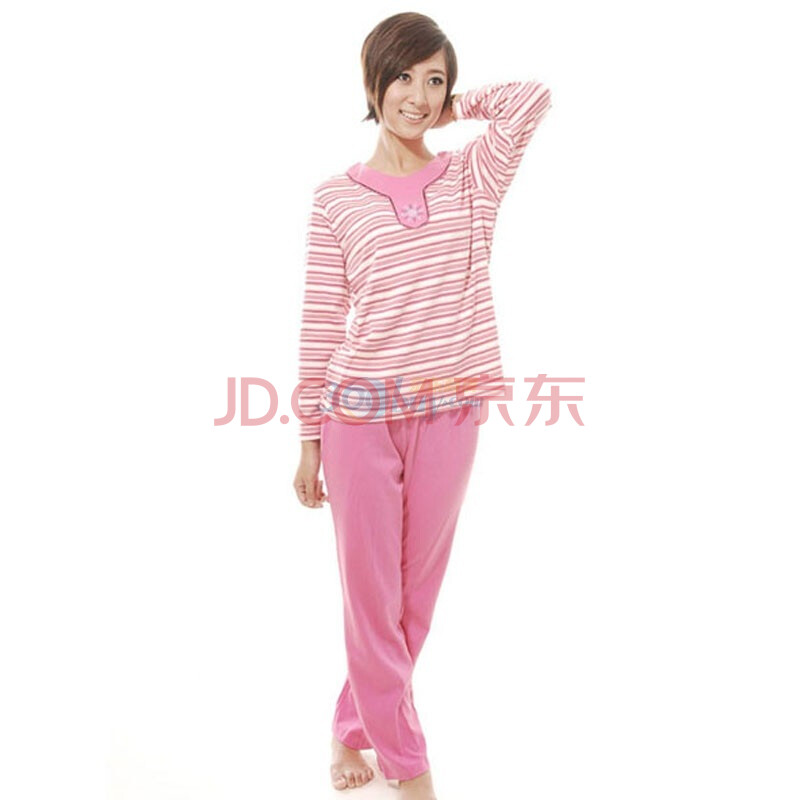 【悠仙美地红条纹长袖+<em>长裤睡衣</em>套装 YJ6241