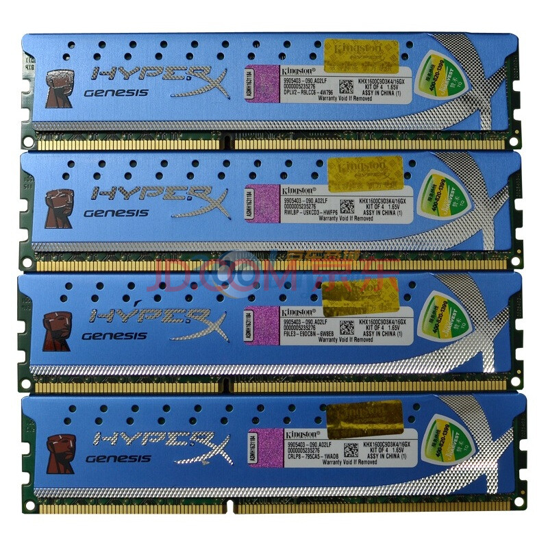 金士顿（kingston）骇客神条 DDR3 1600 16G(4Gx4条)台式机内存（KHX1600C9D3K4/16GX）