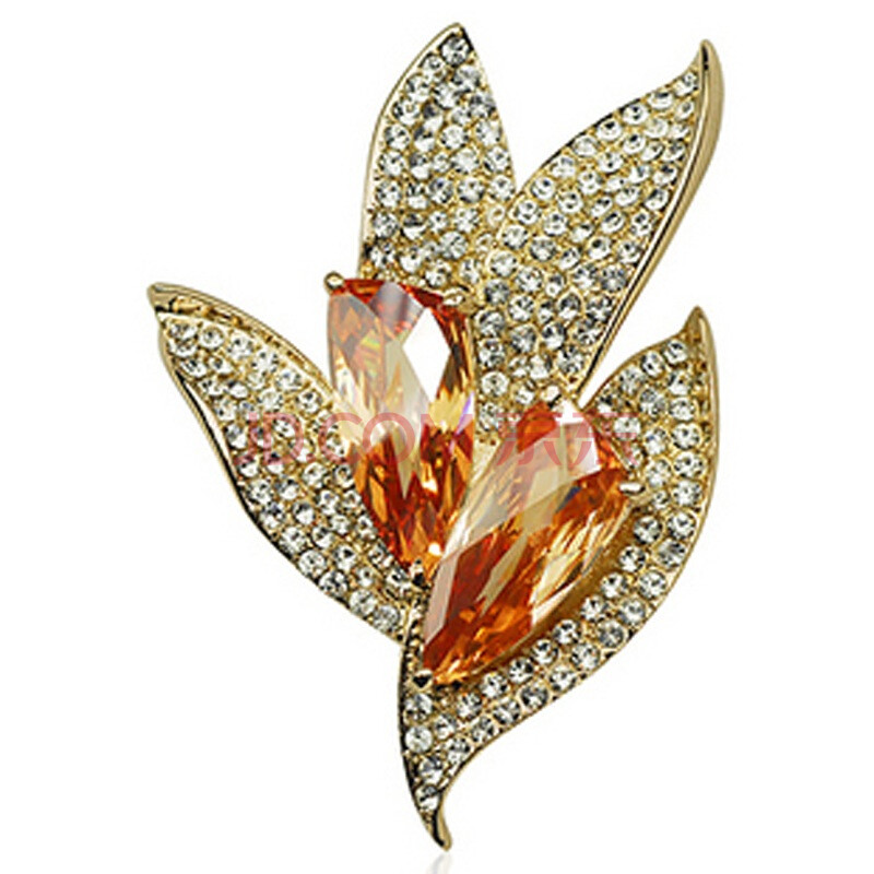 蛟蓓 金莲花水晶大胸针 采用施华洛世奇元素水
