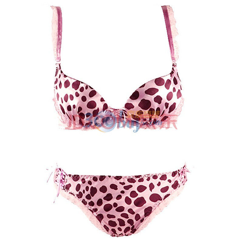 LAMIU 兰缪 斑点狗狗<em>3/4</em>可爱<em>文胸</em>套装 浅粉红