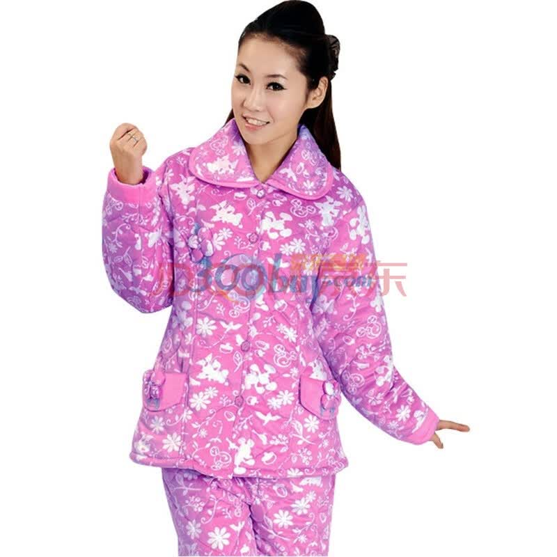 金丰田女士夹棉加厚冬<em>睡衣</em>套装 <em>女式</em>长袖新款