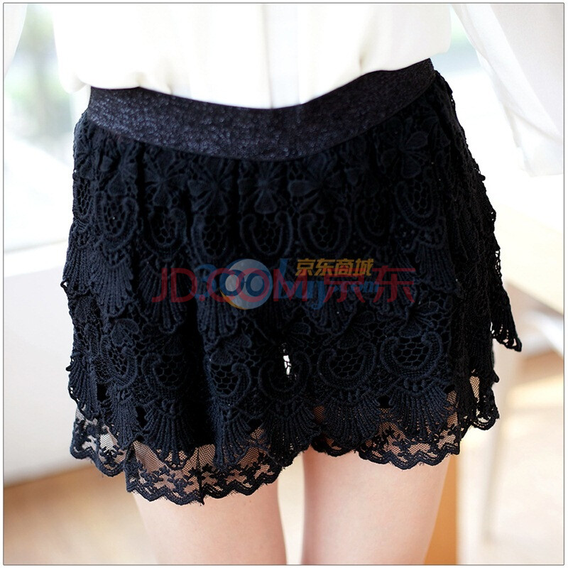 mayuki品牌 个性女款花网钩织<em>短裤</em>2004970 黑