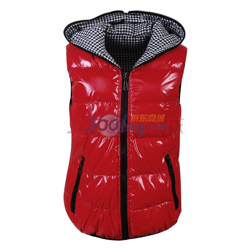 薇薇花开 双面秀 韩版棉衣<em>连帽亮面马夹</em>两面马