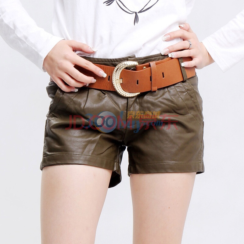 伊雯 <em>新款</em>韩版中腰PU皮黑色<em>皮短裤</em>靴裤 <em>女装</em>D