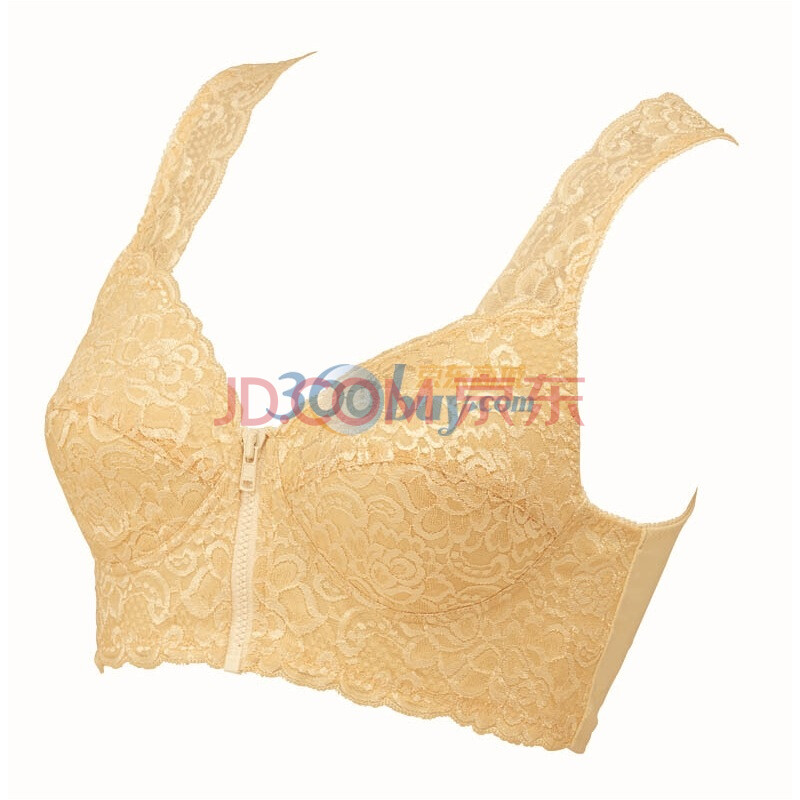 薇娜薇宽蕾丝肩带<em>前拉链</em>舒适塑身<em>文胸</em> 无钢圈