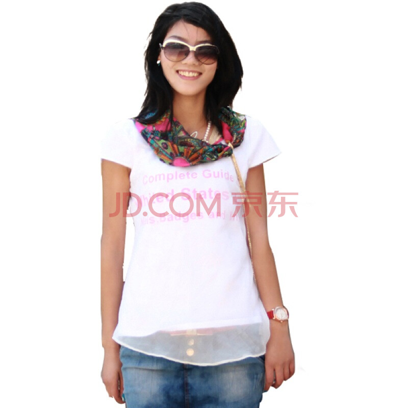 伊雯 2012春夏韩版修身字母印花短袖T恤 女XCS0892 白色 XL
