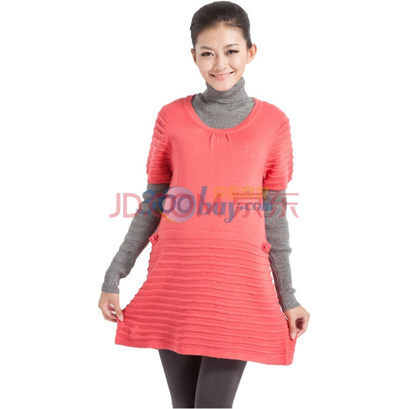 十月妈咪 孕妇装 短袖<em>长版毛衣</em> 7191302 红色 