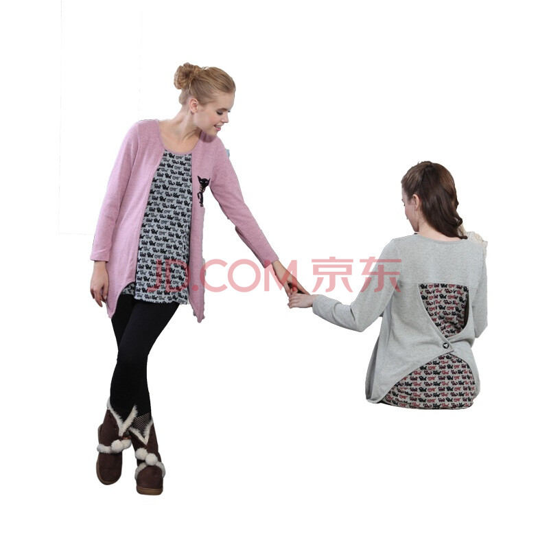 【唐绵-CB81】秋冬<em>孕妇</em>装 活泼俏<em>猫</em> 假<em>开衫</em>式