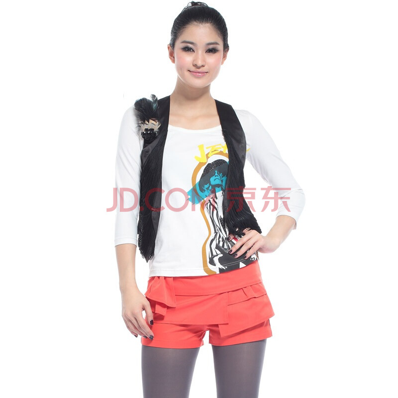 婉甸wandian英伦休闲白色七分袖<em>加马甲</em>两件套