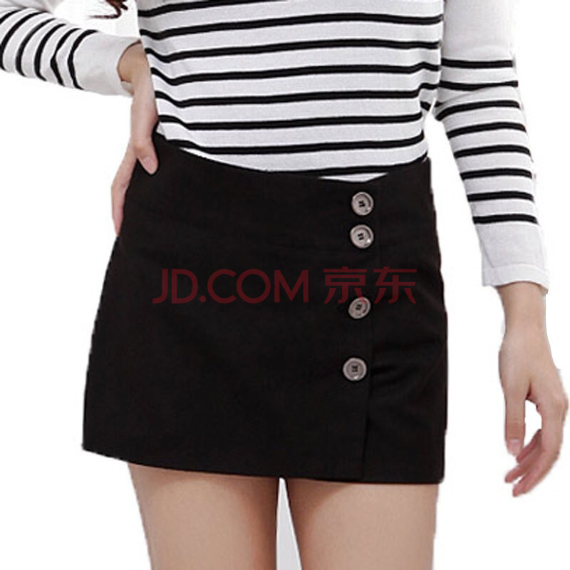 韩都衣舍 韩国2012<em>秋装</em>新款纯色四粒扣<em>短裤裙</em>