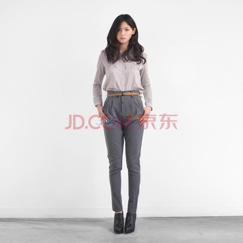 【A205】<em>高</em>腰锥形<em>马裤</em>110101PTF02 灰色 L图