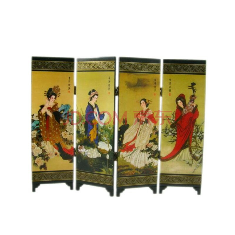 德宝城中国漆器仿古四扇<em>屏风</em>-<em>四大美女</em>图片
