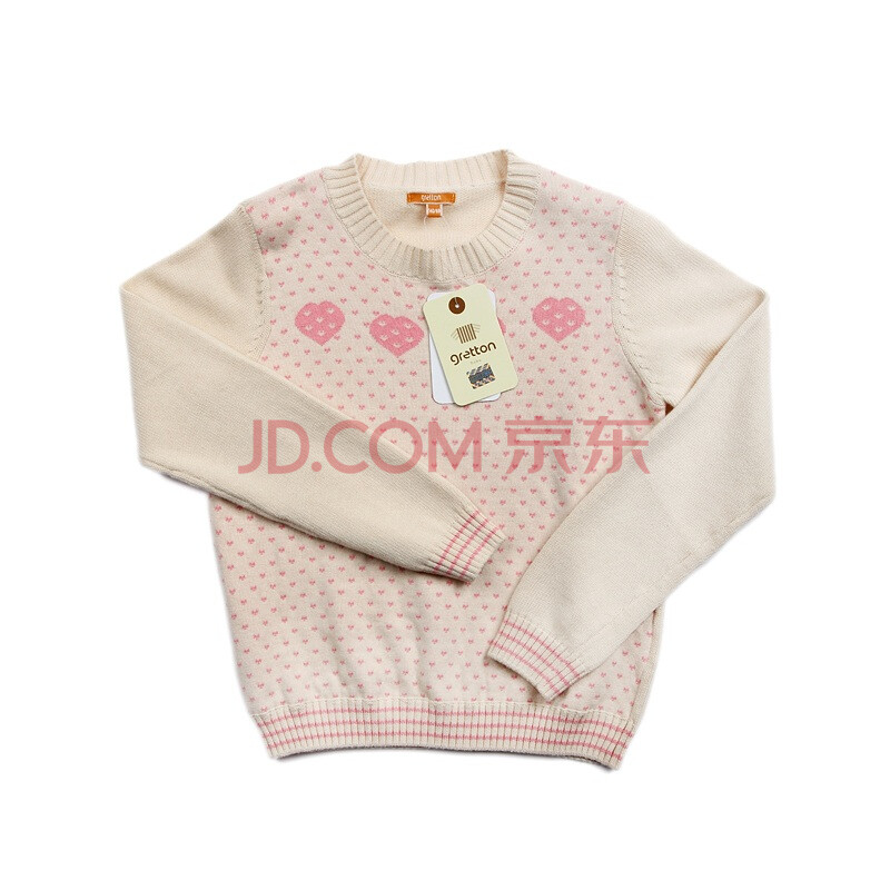 绿典彩棉Gretton桃心线衫毛衣秋冬童装A1JTK003-6001 粉 120图片