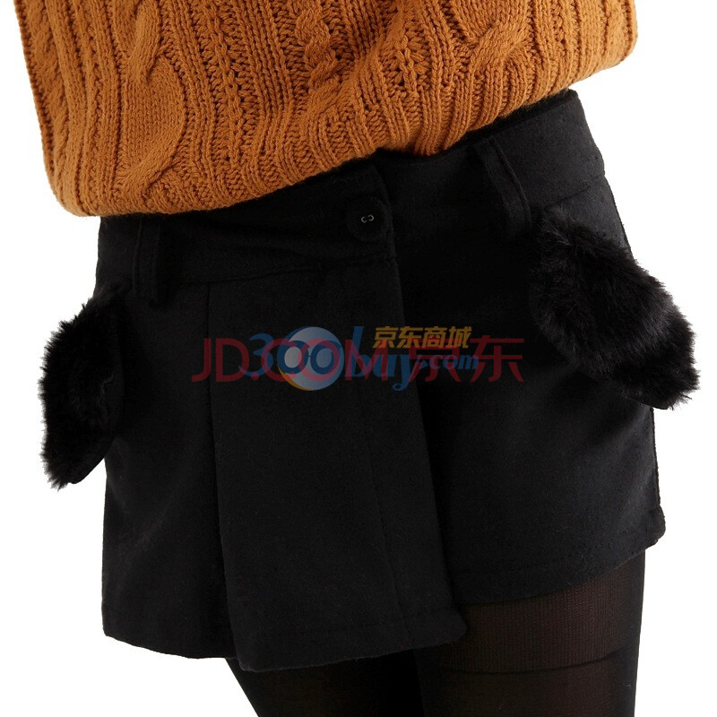 韩都衣舍 韩国<em>短裤</em>秋冬季新品<em>冬装</em>女裙式毛呢